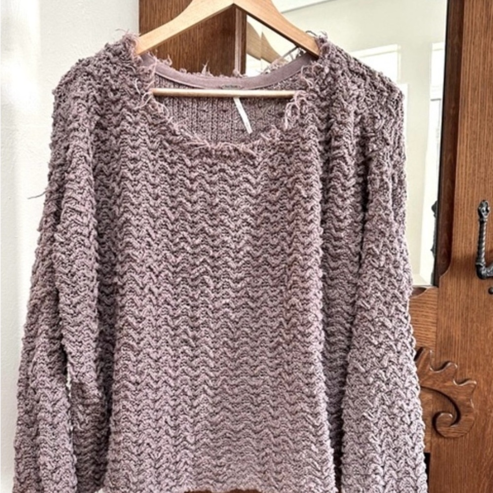 Free People Mauve Pink Crew Neck Sweater Cozy Knit